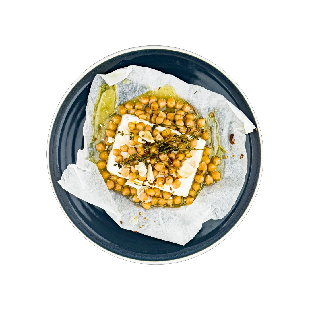 Parcel With Baked Balkan Cheese And Chickpeasss