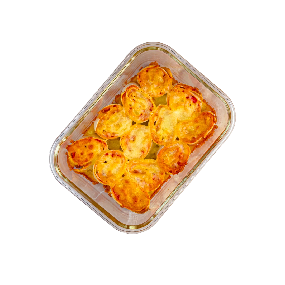 Zapečené tortillové šneky se šunkou a sýrem