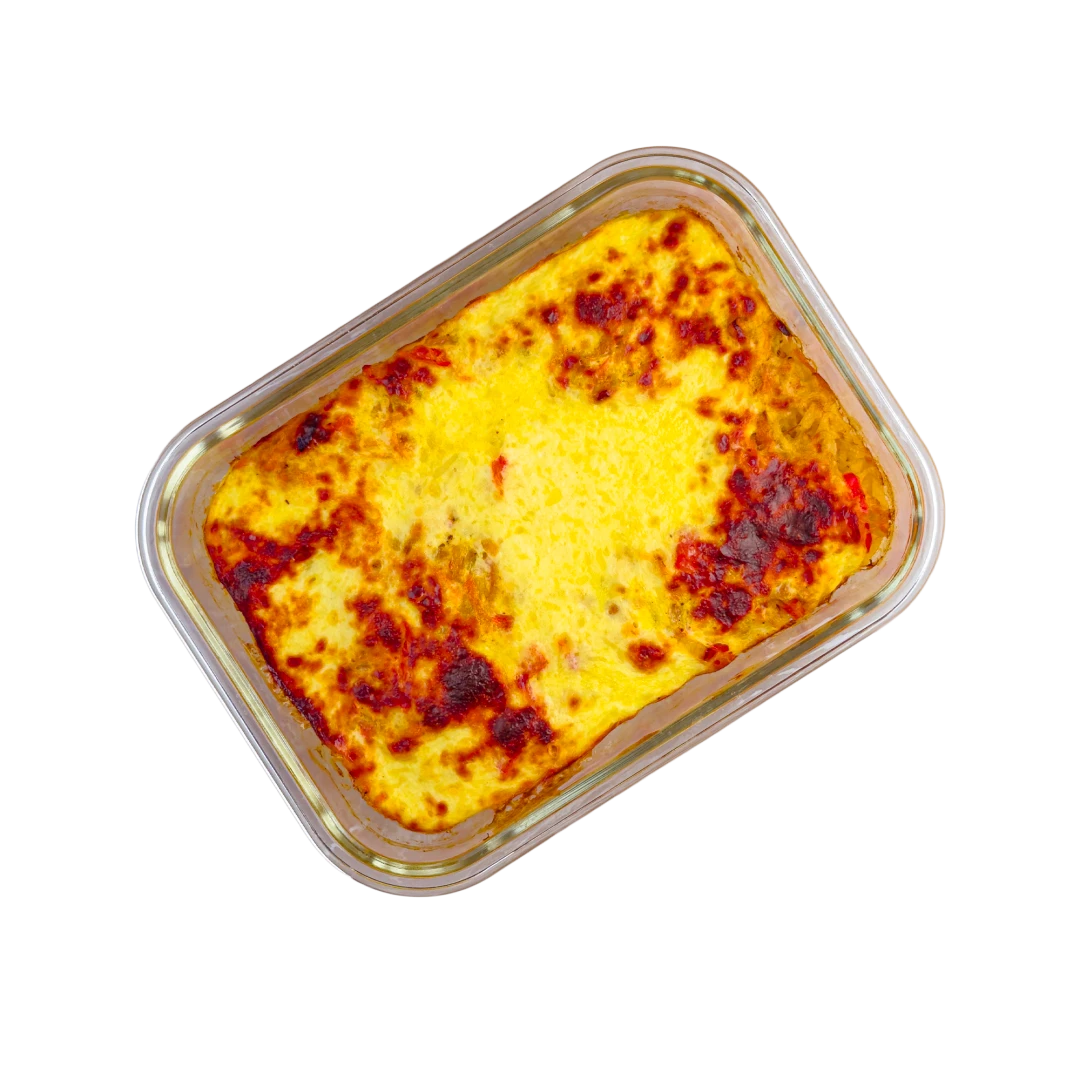 Überbackener Kabeljau mit Reis und Gemüse
