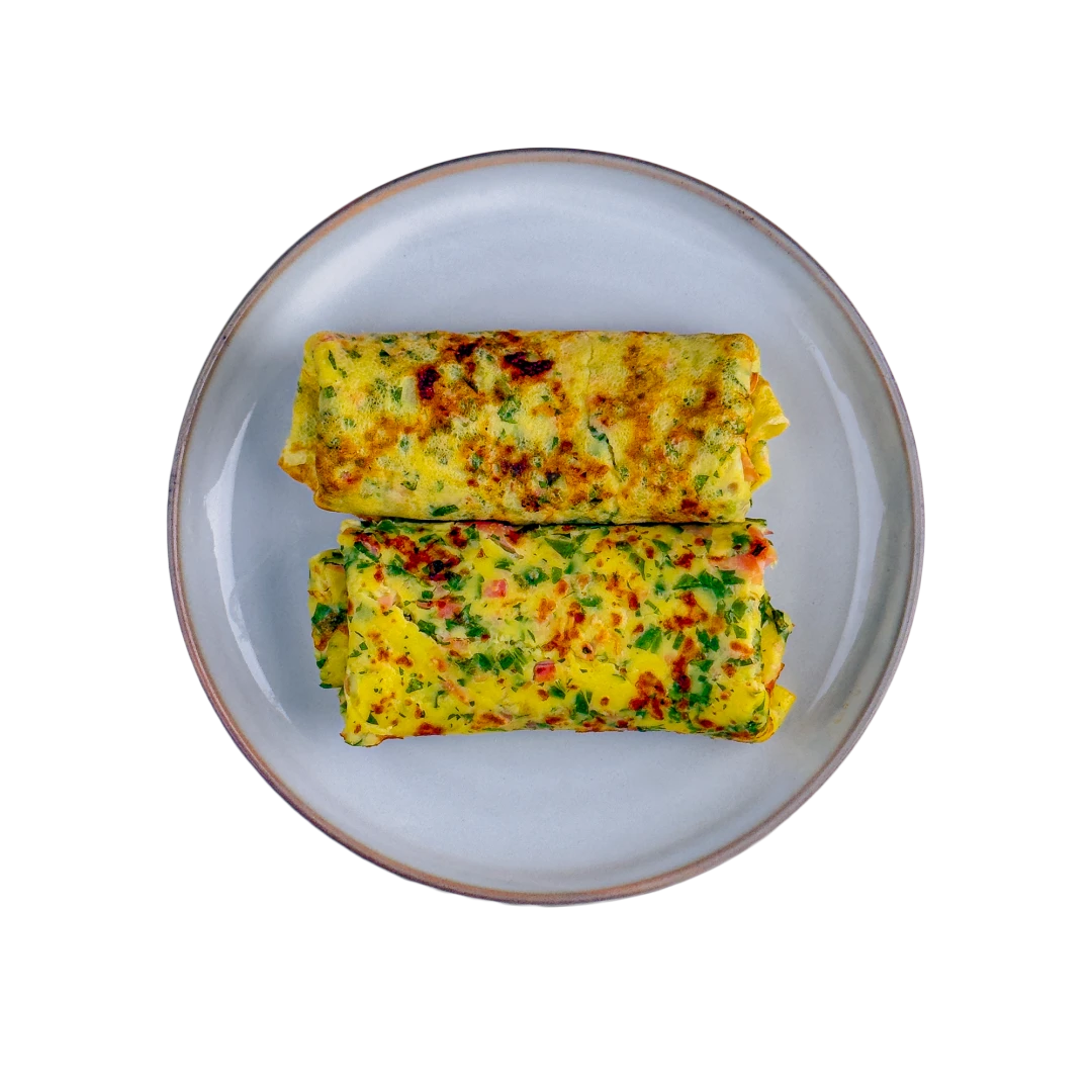 Herzhafte Pfannkuchen mit Schinken, Käse und Petersilie