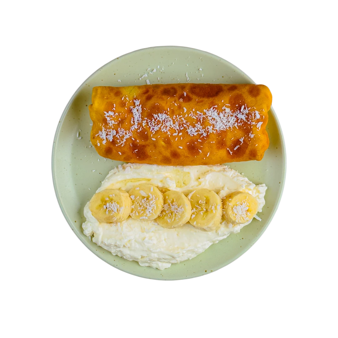 Pfannkuchen mit Banane und Raffaello-Creme