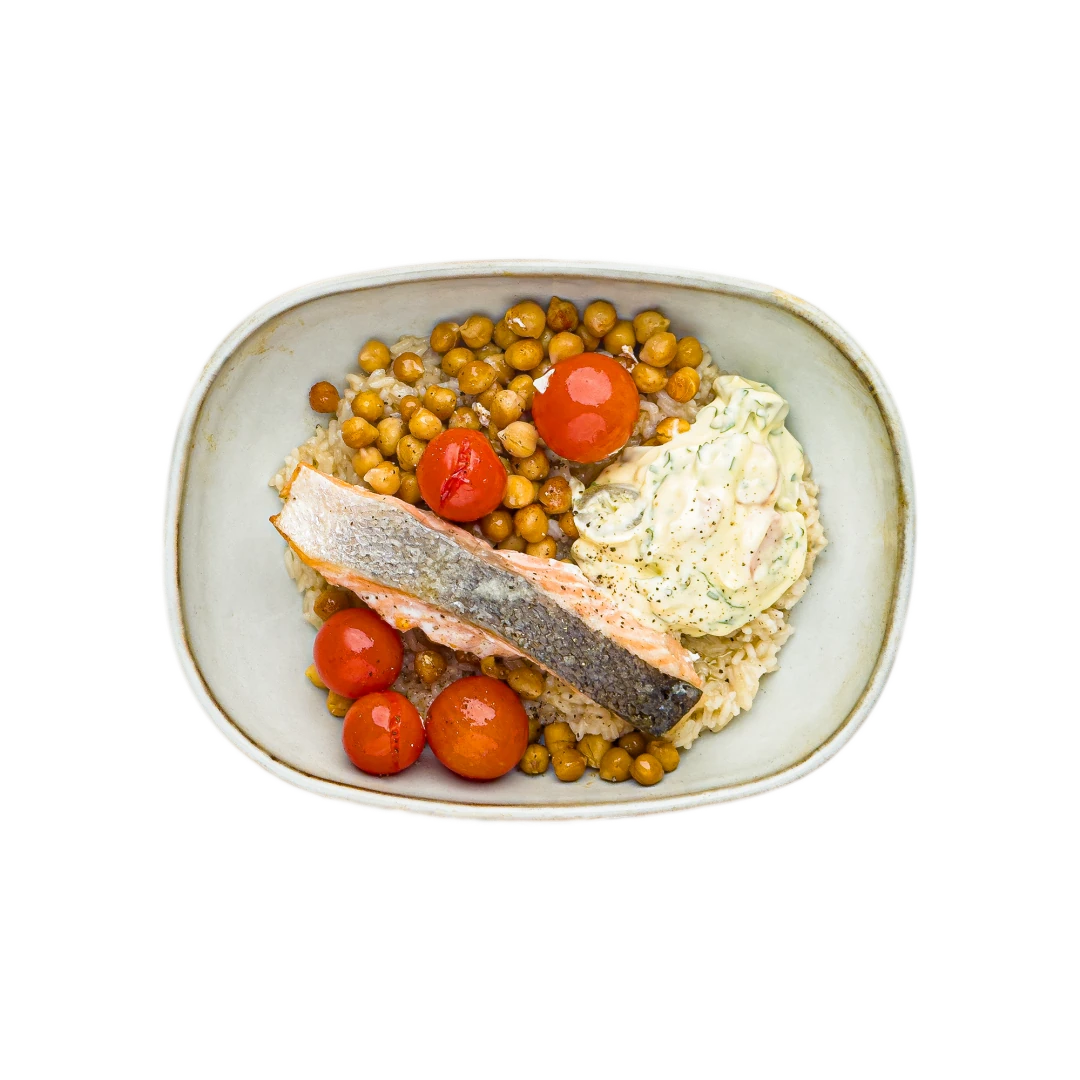 Salmon with Spicy Chickpeas and Rice